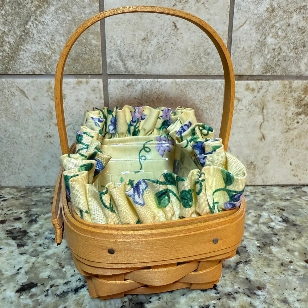 1996 Longaberger Basket  American Cancer Society Edition Rose Liner Protector